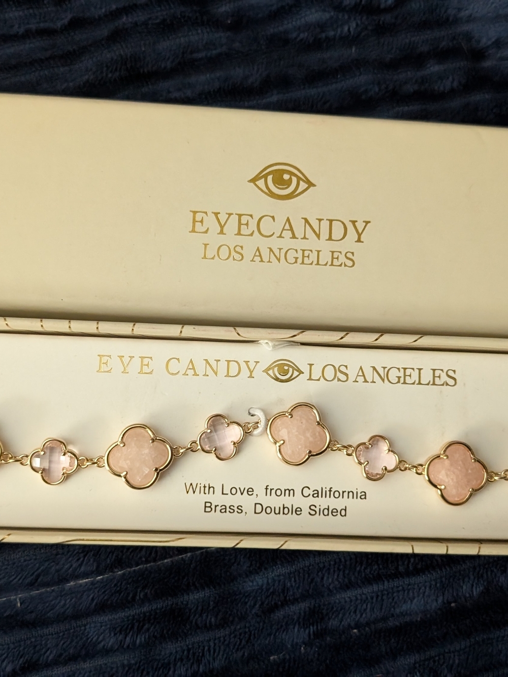 eye candy Pink Clover Link Bracelet - Gold